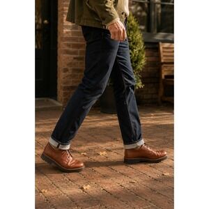 H.S.‎ Trask Bison Leather Oxfords Men 9 W Cognac Lug Sole Derby VINTAGE 90s USA